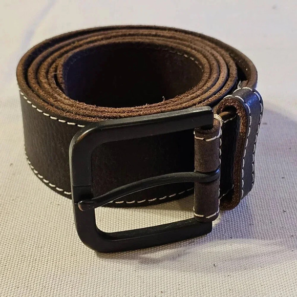 Timberland Men's Rugged Genuine Leather Casual Belt Size 42 Great Preowned Cond - Picture 1 of 11